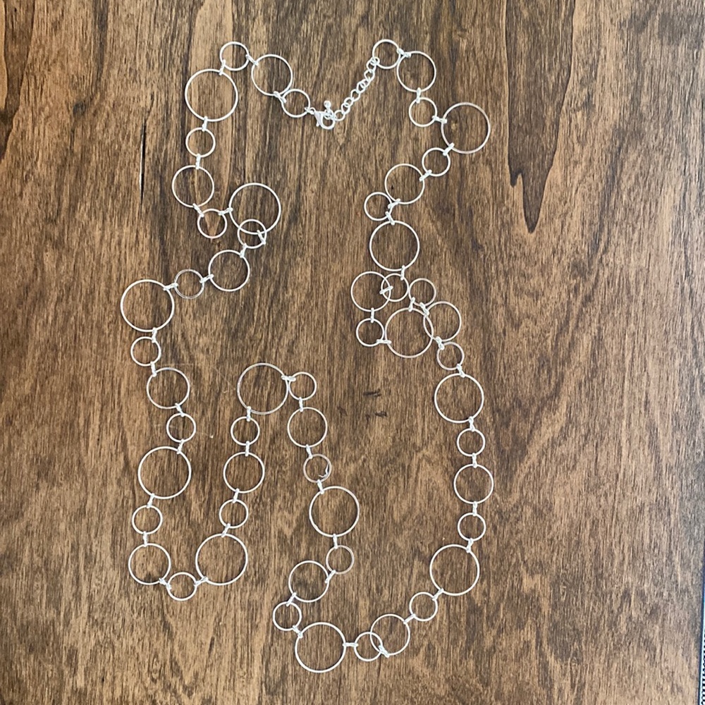 50” long silver necklace